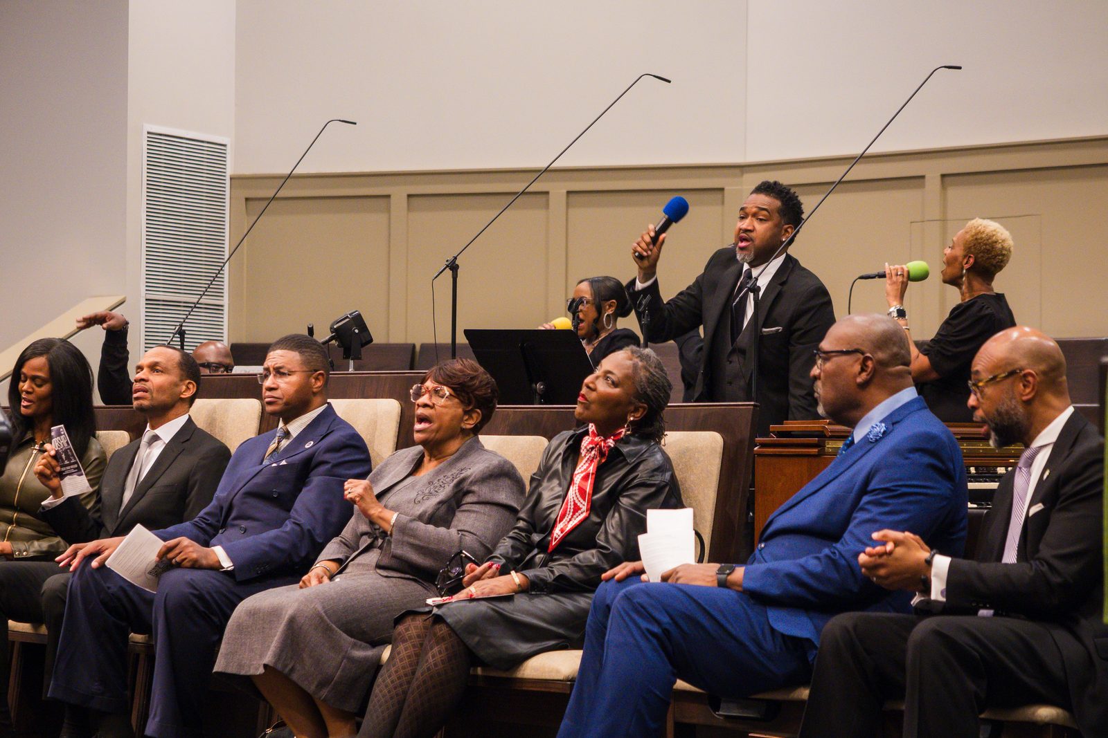 Ministers seated in the pulpit