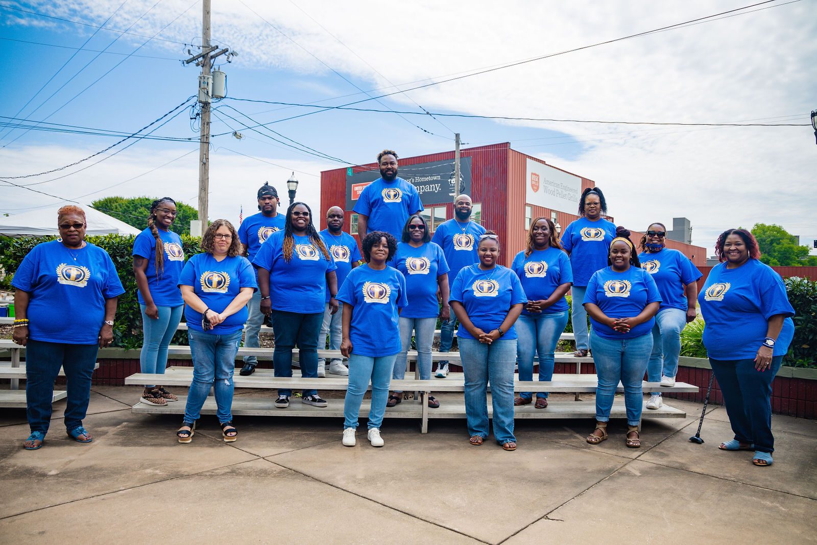Mount Bethlehem Baptist Church choir in blue shirts