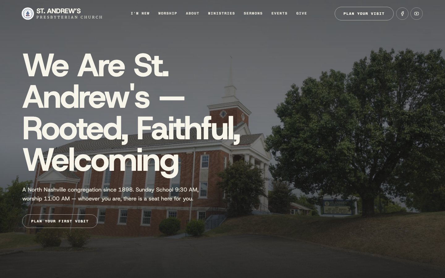 St. Andrew's Presbyterian Church website homepage built by Leo Operations