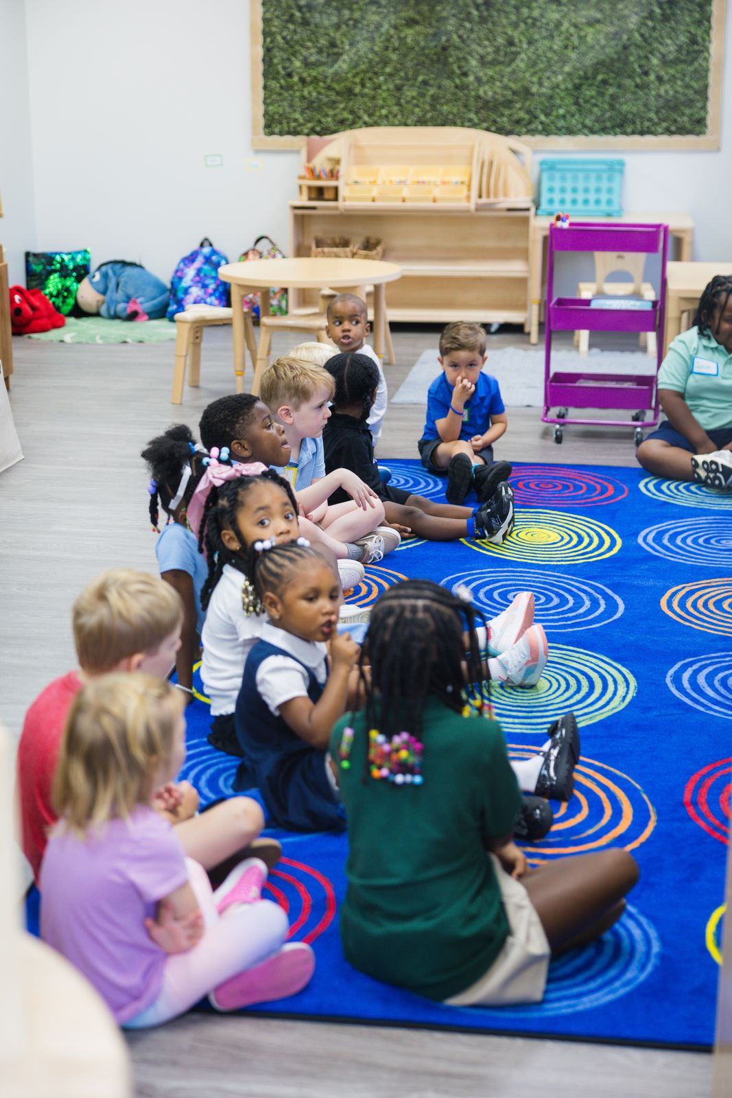 Young students gathered for circle time
